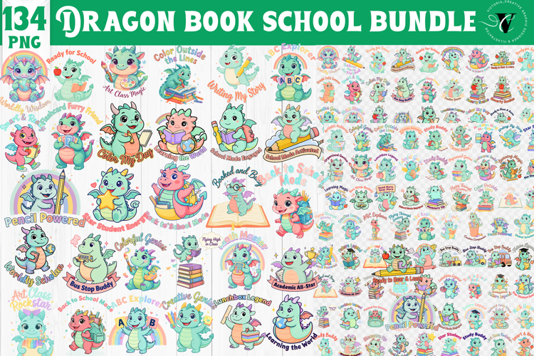 Dragon book School Sublimation Bundle | Cute Back to School