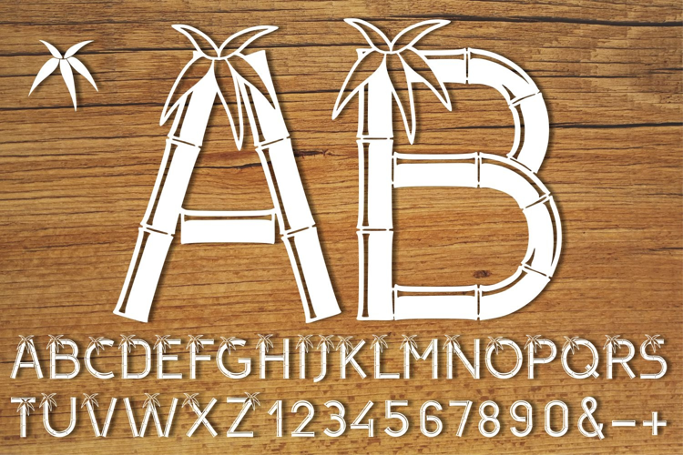 Alphabet and Numbers with Bamboo SVG and PNG Cutting Files