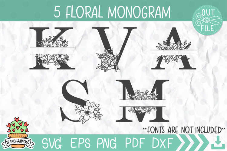 Split Floral Frame Svg