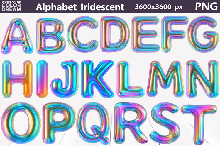 Iridescent Balloon Alphabet Sublimation | Hologram Letters