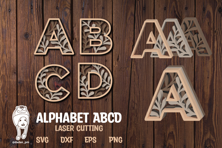 Alphabet laser cutting ABCD