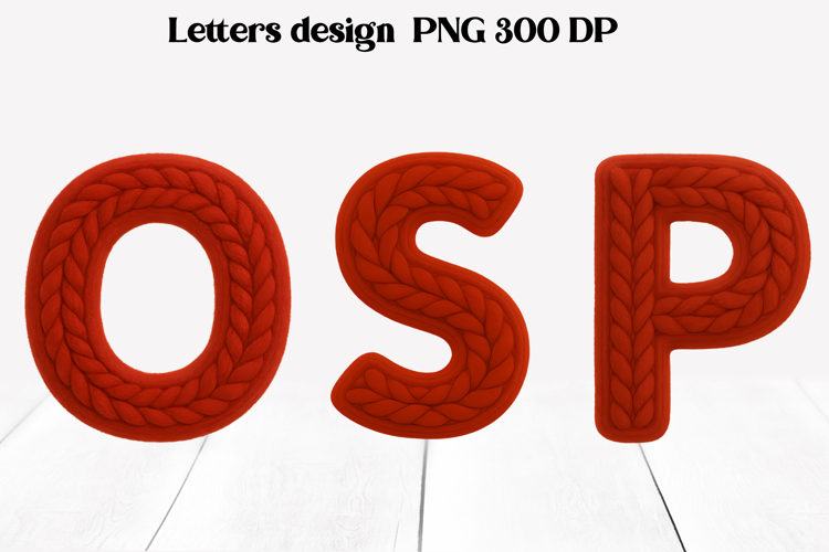 Red knitted alphabet clipart | Knitted letters sublimation