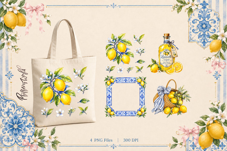 Amalfi Coast Clipart | La Dolce Vita | Lemon Watercolor
