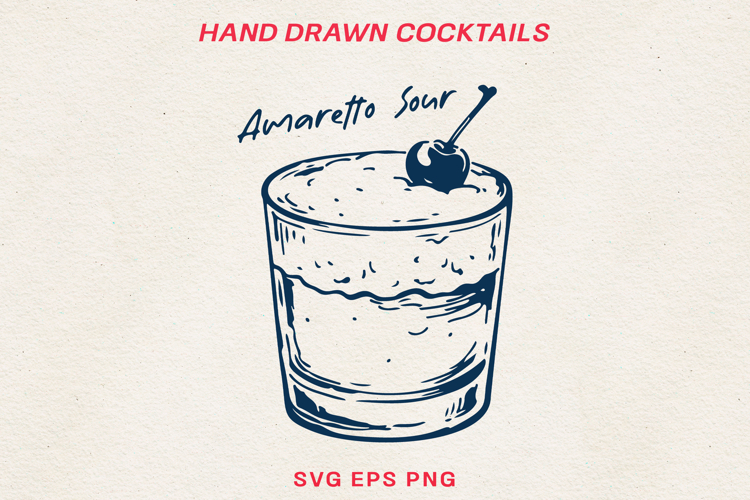 Hand Drawn Cocktail Line Art SVG | Vintage Drink PNG