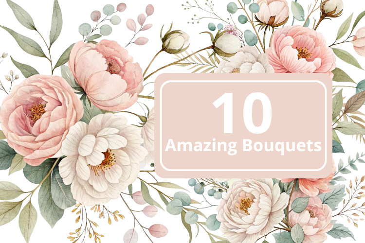 Watercolor Peony & Rose Bouquets PNG