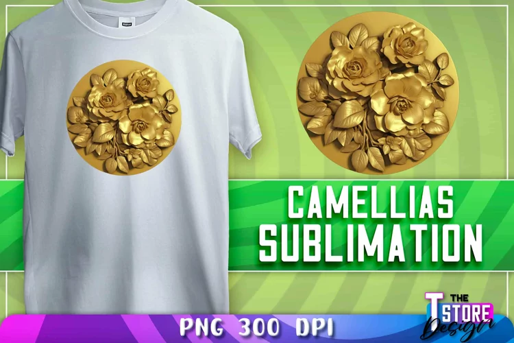 Camellias Sublimation | T-Shirt Design | PNG File| Camellias