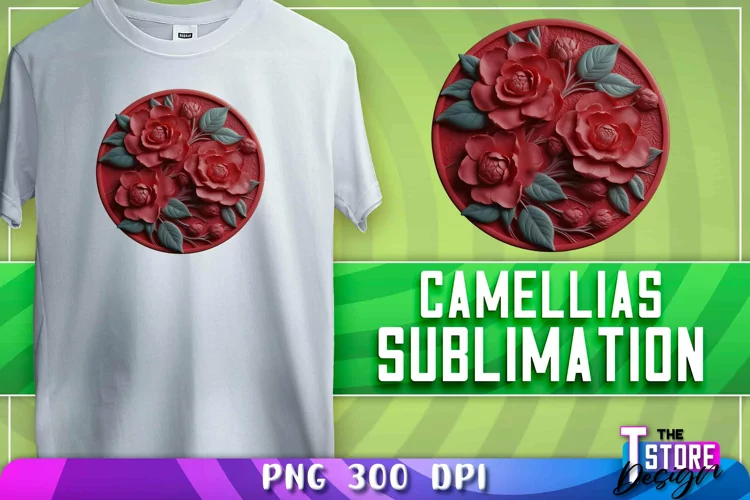 Camellias Sublimation | T-Shirt Design | PNG File| Camellias