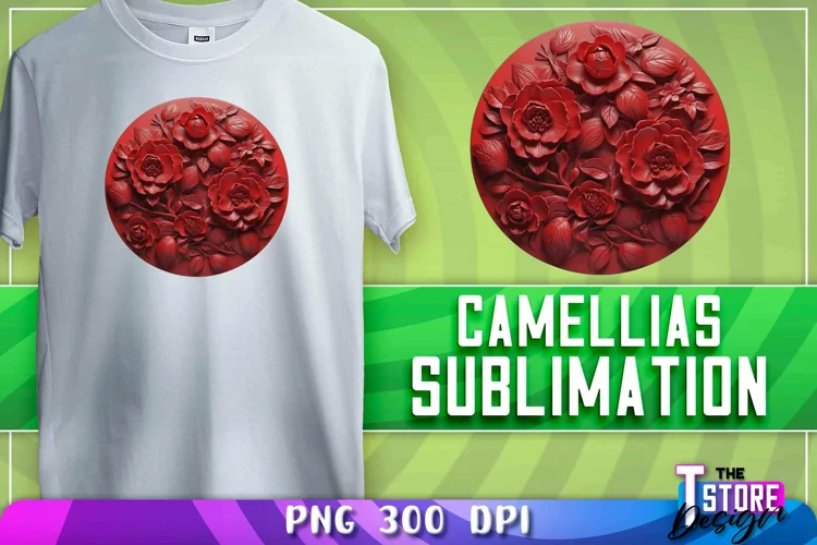 Camellias Sublimation | T-Shirt Design | PNG File| Camellias