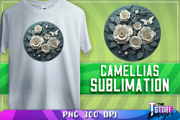 Camellias Sublimation | T-Shirt Design | PNG File| Camellias