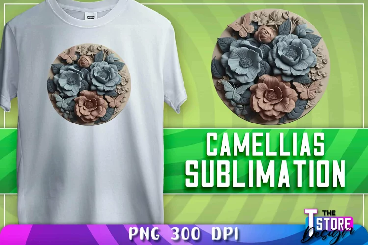 Camellias Sublimation | T-Shirt Design | PNG File| Camellias