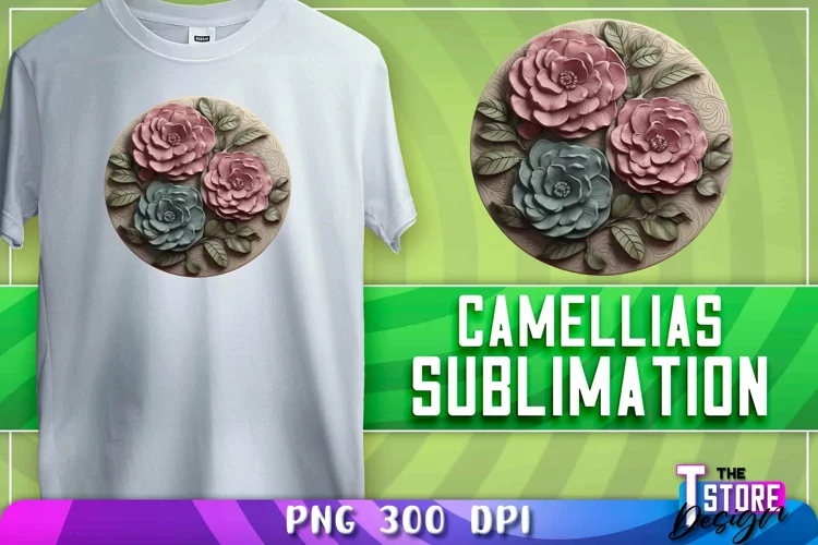 Camellias Sublimation | T-Shirt Design | PNG File| Camellias
