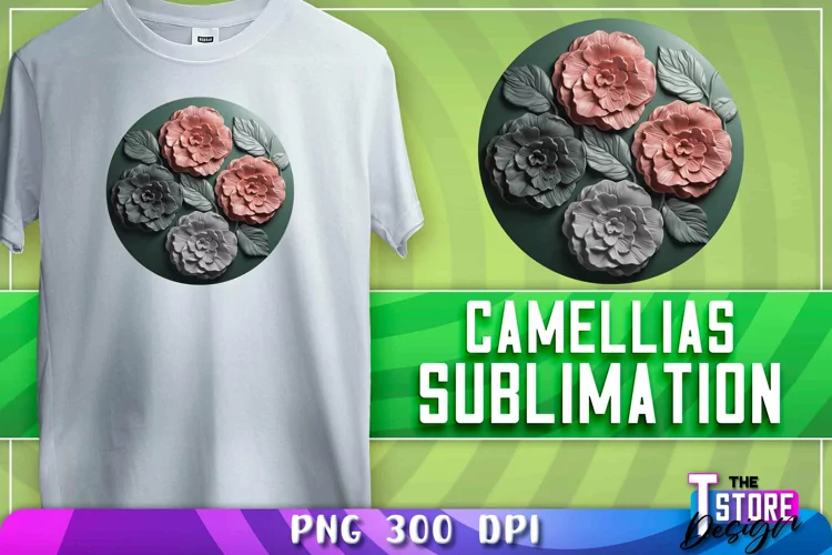 Camellias Sublimation | T-Shirt Design | PNG File| Camellias
