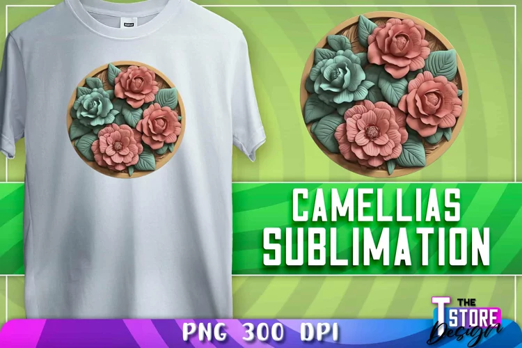 Camellias Sublimation | T-Shirt Design | PNG File| Camellias