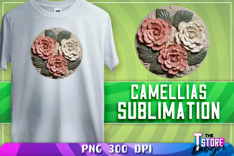 Camellias Sublimation | T-Shirt Design | PNG File| Camellias