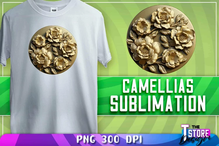 Camellias Sublimation | T-Shirt Design | PNG File| Camellias