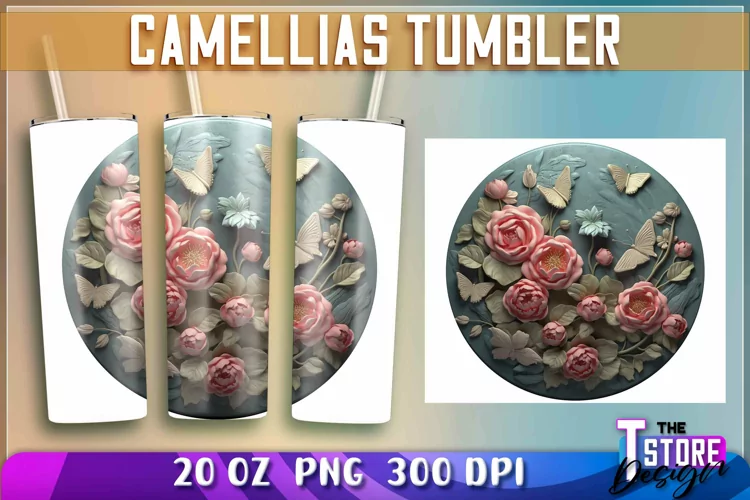 Camellias Tumblers Wrap 20 oz | PNG File | PNG 300 DPI