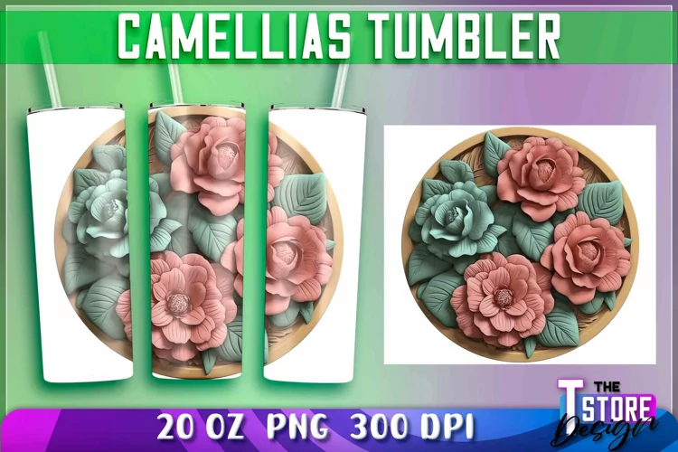 Camellias Tumblers Wrap 20 oz | PNG File | PNG 300 DPI