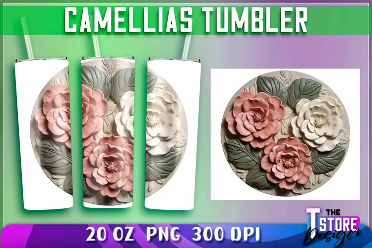 Camellias Tumblers Wrap 20 oz | PNG File | PNG 300 DPI