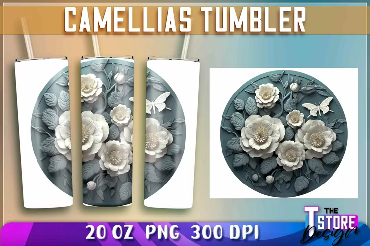 Camellias Tumblers Wrap 20 oz | PNG File | PNG 300 DPI