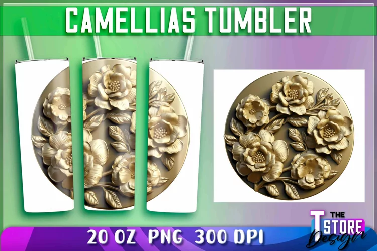 Camellias Tumblers Wrap 20 oz | PNG File | PNG 300 DPI