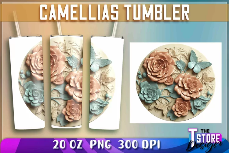 Camellias Tumblers Wrap 20 oz | PNG File | PNG 300 DPI