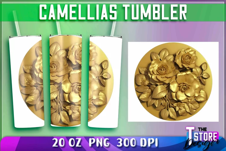 Camellias Tumblers Wrap 20 oz | PNG File | PNG 300 DPI