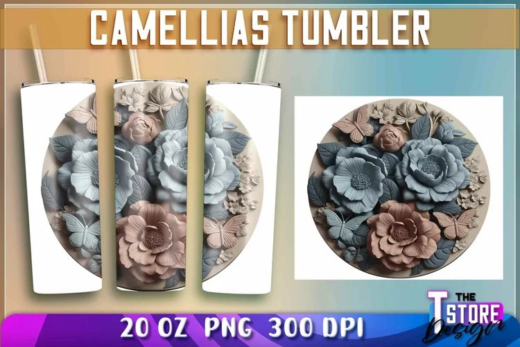 Camellias Tumblers Wrap 20 oz | PNG File | PNG 300 DPI