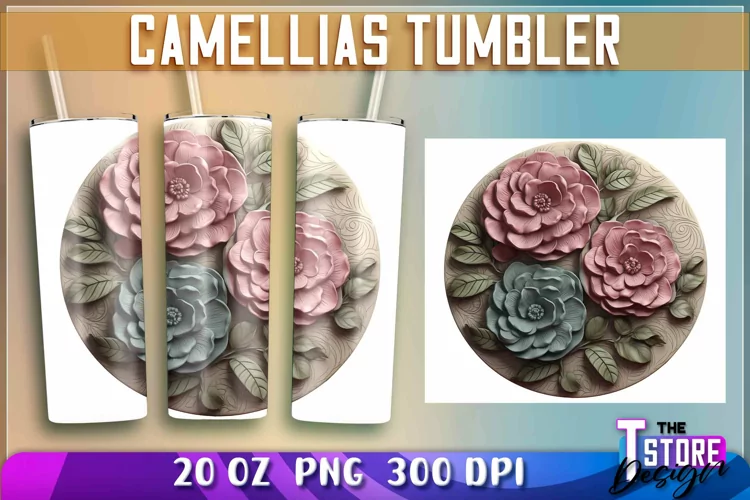 Camellias Tumblers Wrap 20 oz | PNG File | PNG 300 DPI