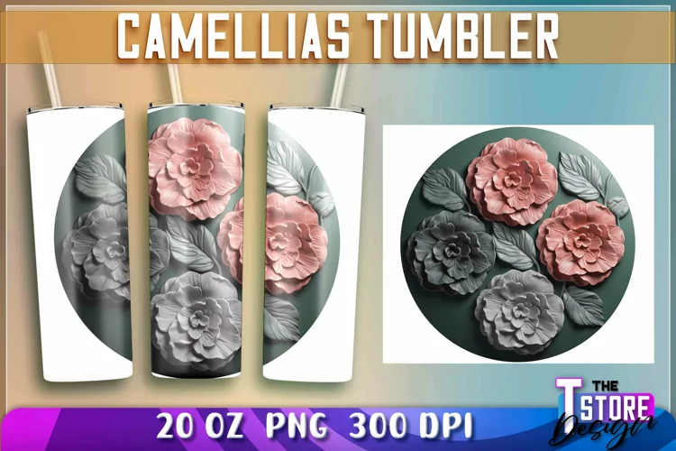 Camellias Tumblers Wrap 20 oz | PNG File | PNG 300 DPI
