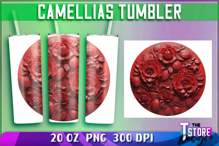 Camellias Tumblers Wrap 20 oz | PNG File | PNG 300 DPI