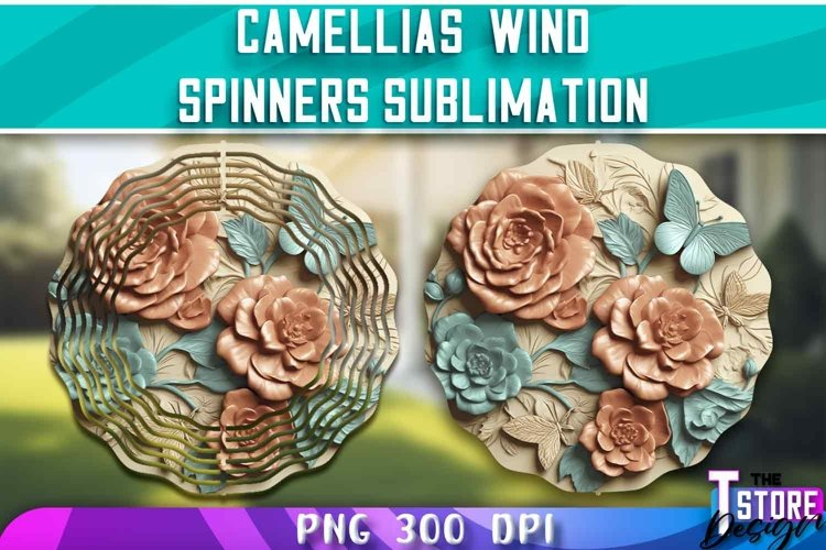 Camellias Wind Spinners Sublimation | PNG Design | 300 DPI example image 1