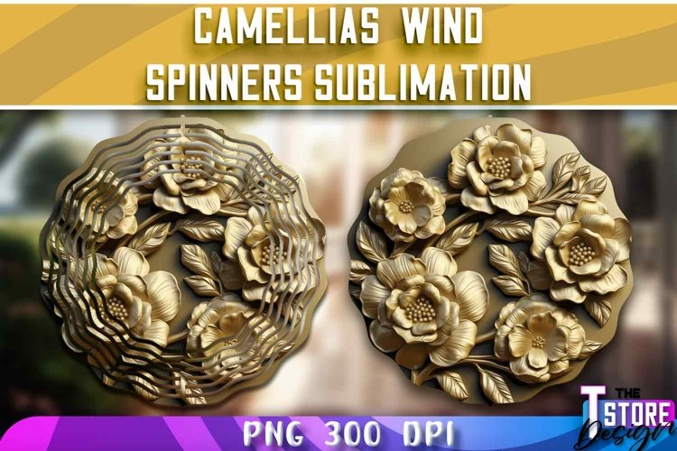 Camellias Wind Spinners Sublimation | PNG Design | 300 DPI