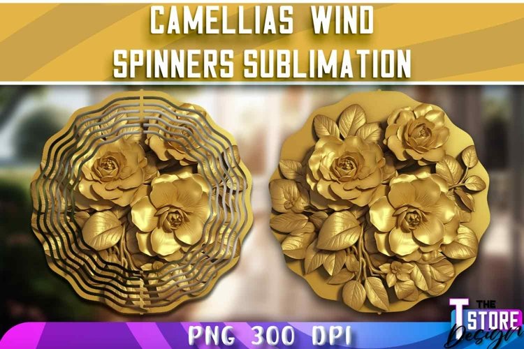 Camellias Wind Spinners Sublimation | PNG Design | 300 DPI