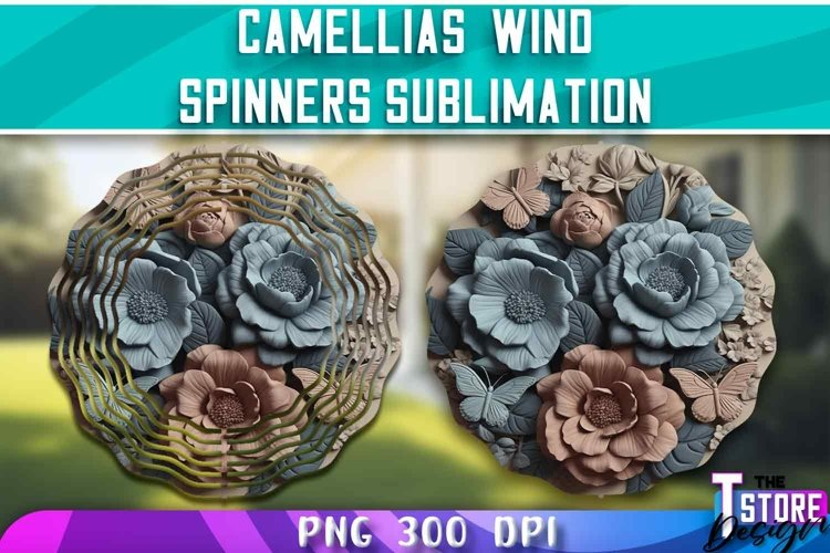 Camellias Wind Spinners Sublimation | PNG Design | 300 DPI example image 1