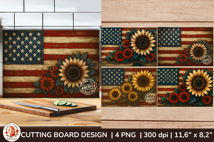 American Flag Patriotic Cutting Board Sublimation