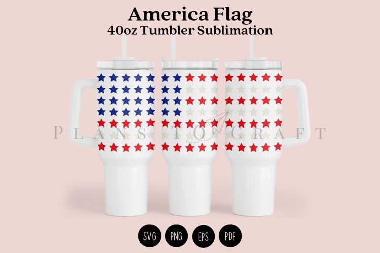 America Flag 40oz Tumbler Sublimation Wrap
