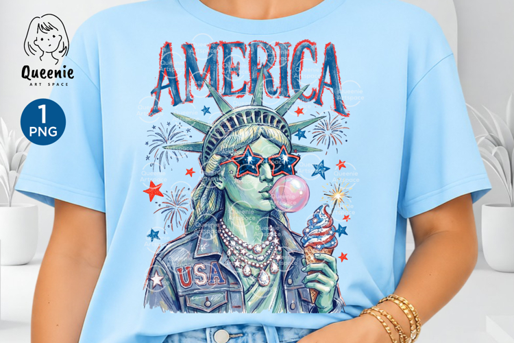 Preppy Brushstroke Statue of Liberty Patriotic USA 4th July