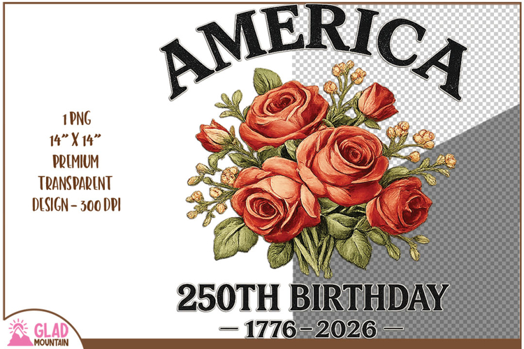 America 250 year anniversary celebration roses png, America