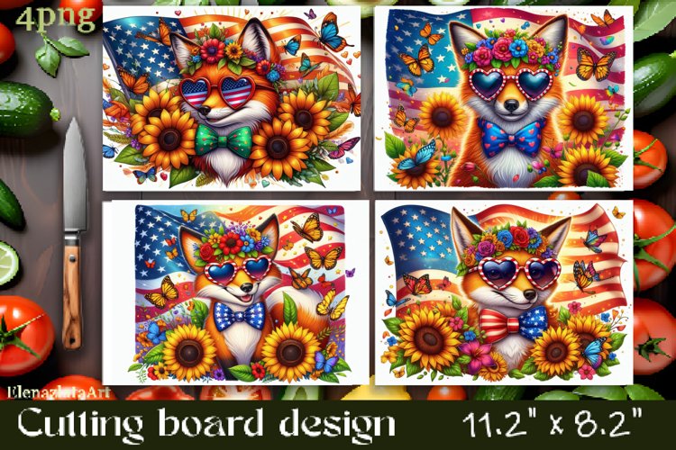 Cutting board design with the American flag of the USA.