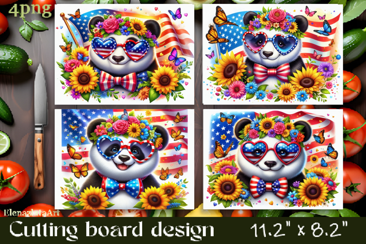 Cutting board design with the American flag of the USA.