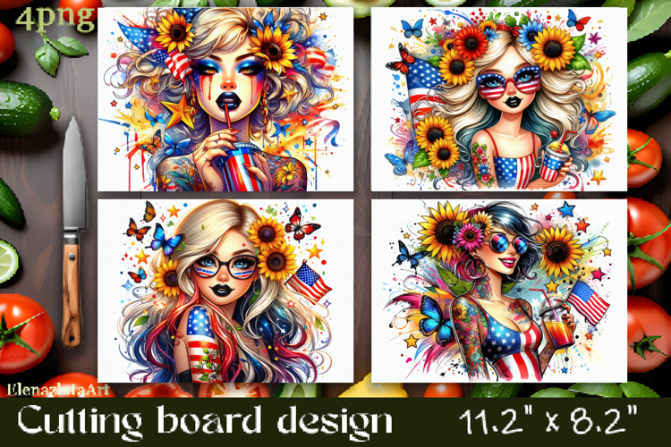 Cutting board design with the American flag of the USA. Sunf example image 1