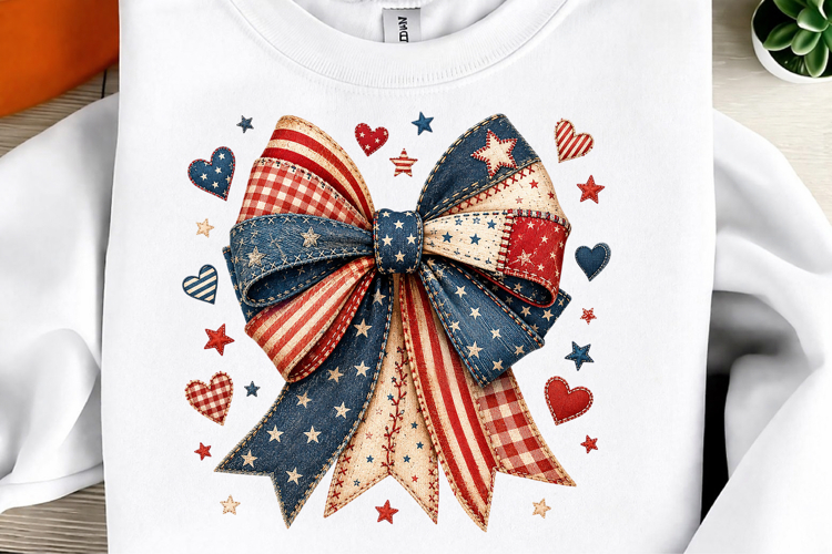 American Flag Bow Sublimation Design