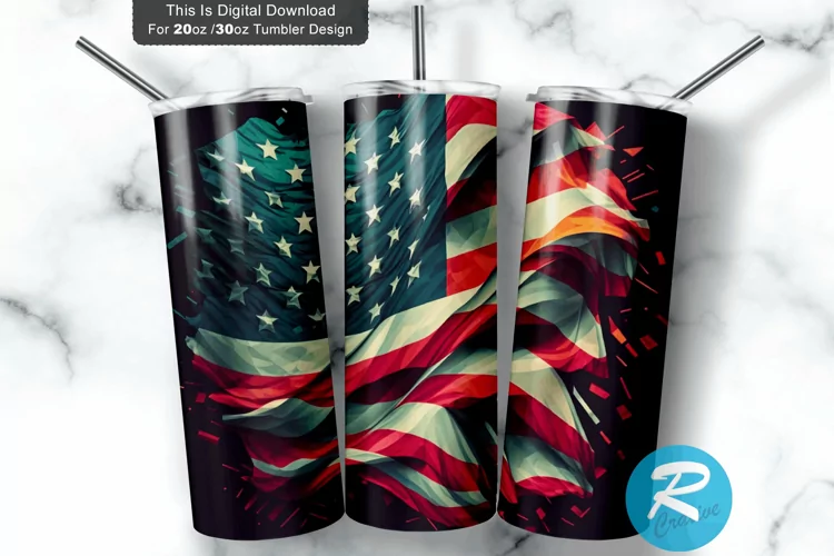 American Flag Colorful 20oz/30oz Skinny Tumbler