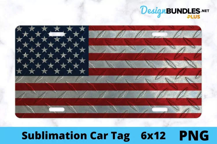 Sublimation Car Tag - Car Tag PNG - American Flag