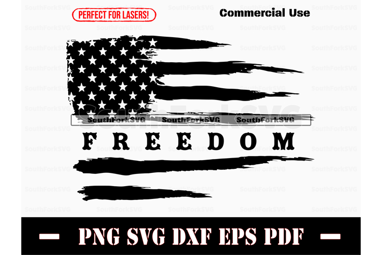 American Flag Distressed Freedom SVG PNG DXF EPS PDF