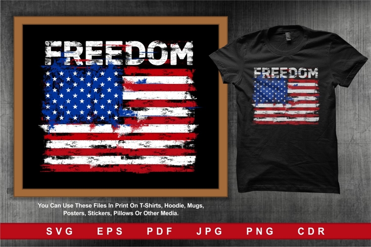 Freedom American Flag with Distressed