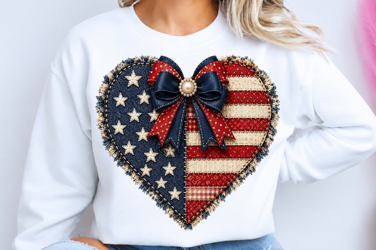 American Flag Heart Sublimation PNG 1