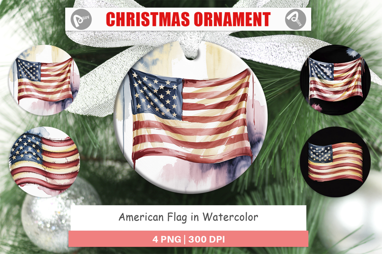 Ornament Watercolor American Flag