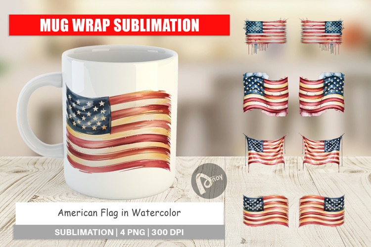 Mug Wrap Watercolor American Flag