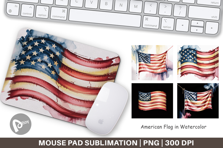 Mouse Pad Watercolor American Flag